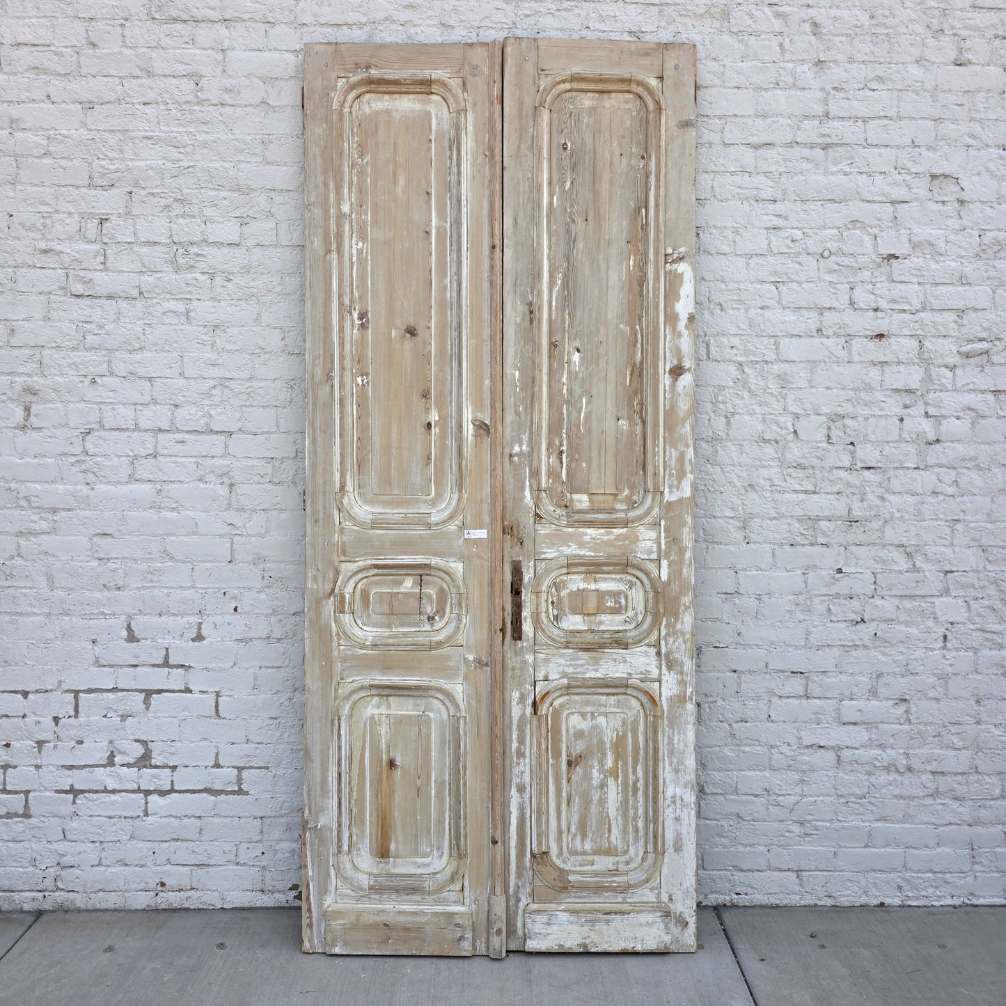 Pair of Antique Solid Wood 3 Curved Panel French Doors
