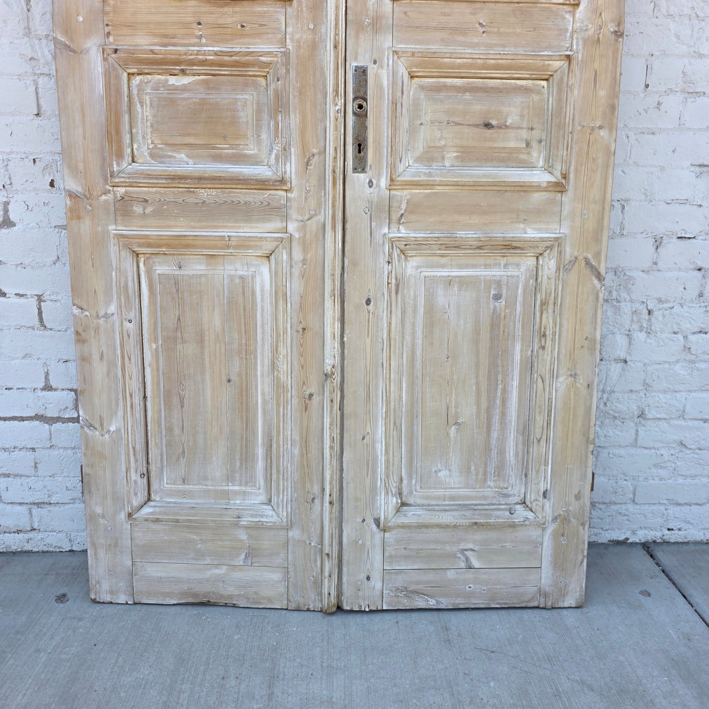 Pair of Washed Antique Wood Doors w/4 Panels