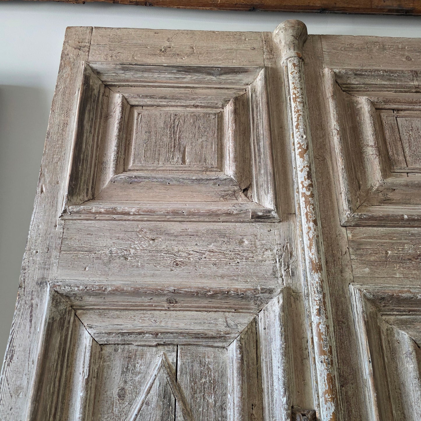 Pair of Antique Diamond Panel Carved Doors w/3 Panels