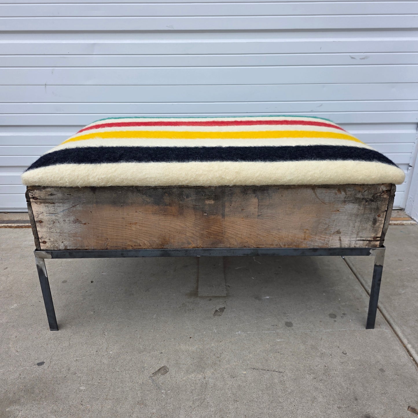 Raisin Box Ottoman with Camp Blanket Top