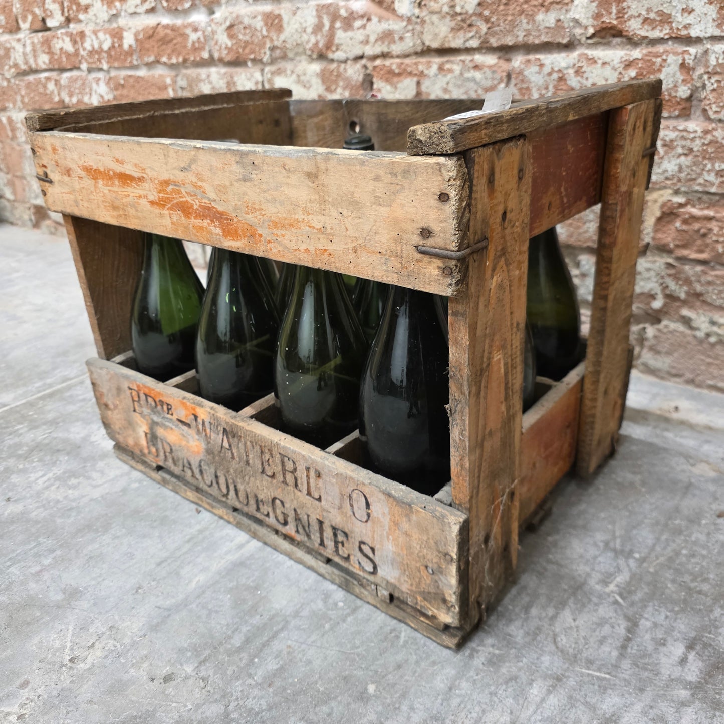 Wine Bottles in Crate from Brasserie Waterloo in Bracquegnies, Belgium