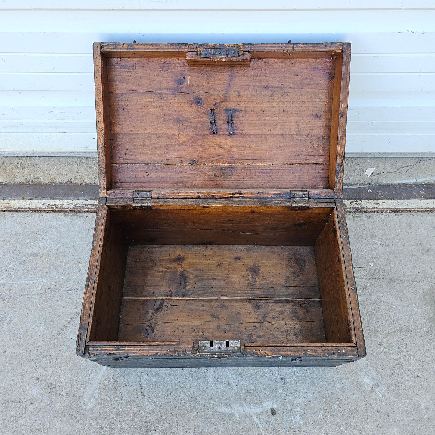 Wooden Trunk with “VK PL” Metal Studded Initials