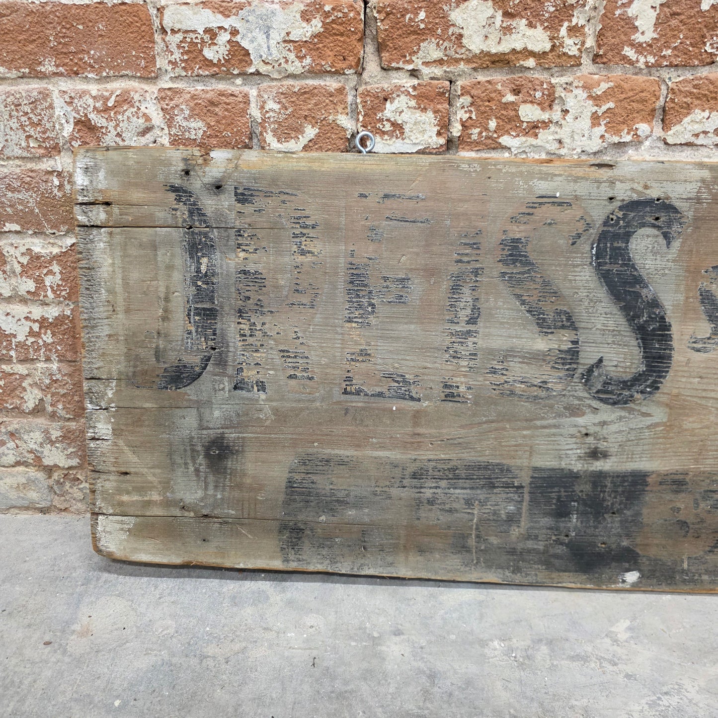 Antique Weathered Double Sided Wood "Steam Laundry" Trade Sign
