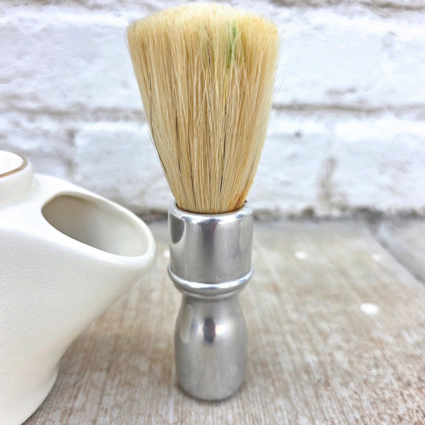Vintage English Shaving Scuttle Mug with German Dubl Duck Brush (decor)