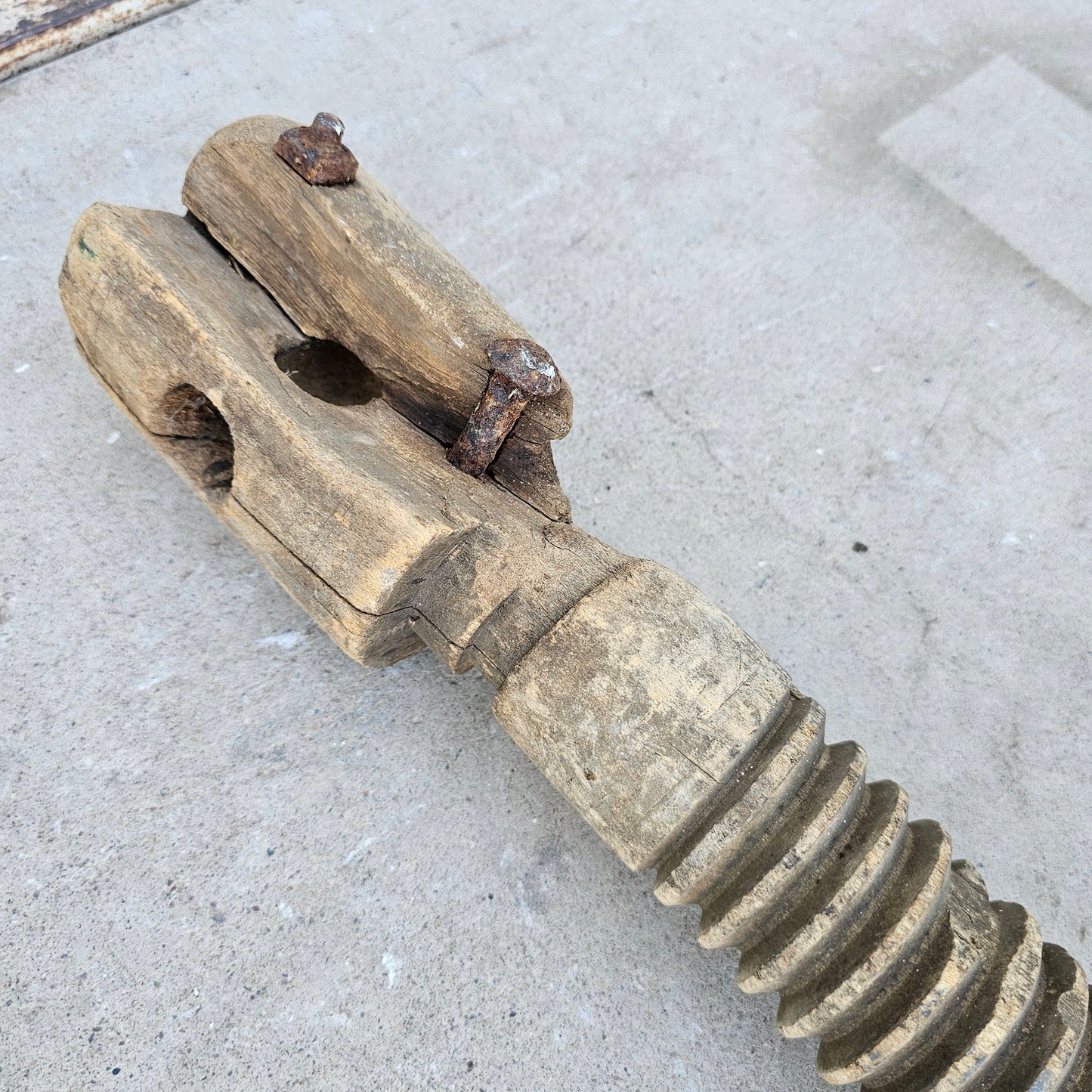 Antique Wooden Wine Press Screw