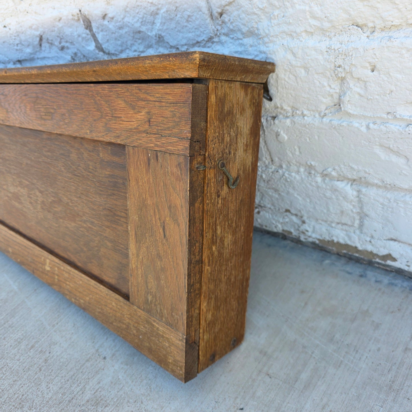 Early 1900's Antique Oak Wall Mounted Map Cabinet