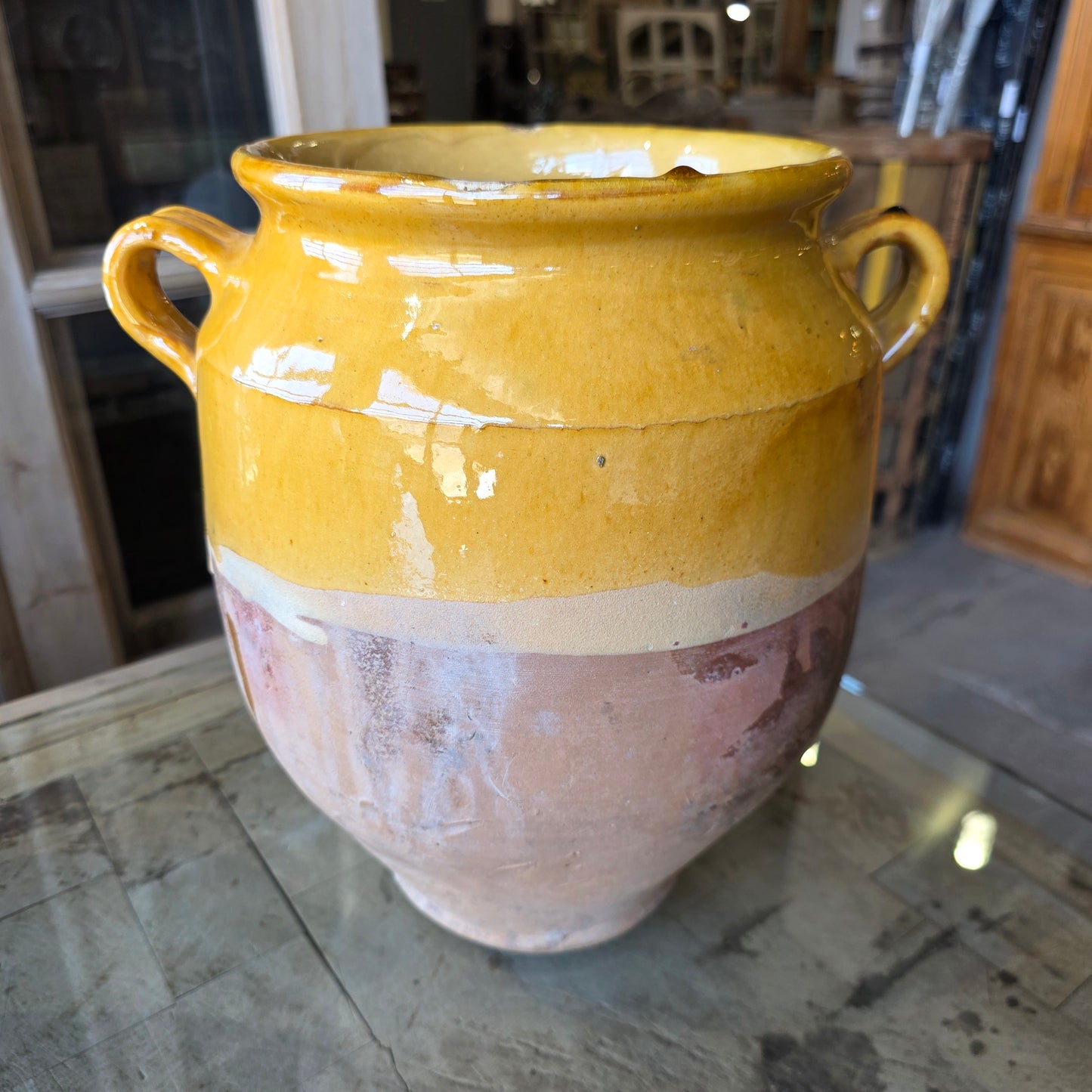 French Yellow Glazed Confit Pot