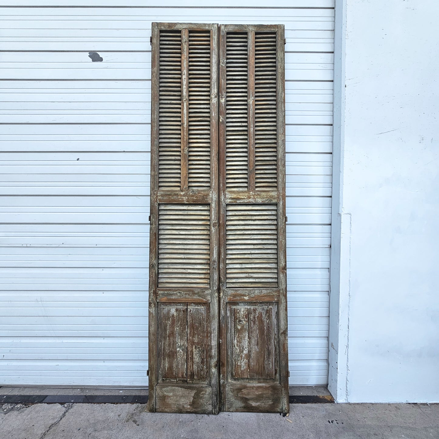 Pair of Tall French Wood Shutters