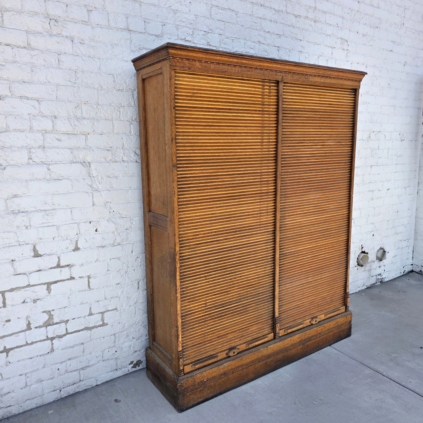 Antique Oak Tambour Filing Cabinet