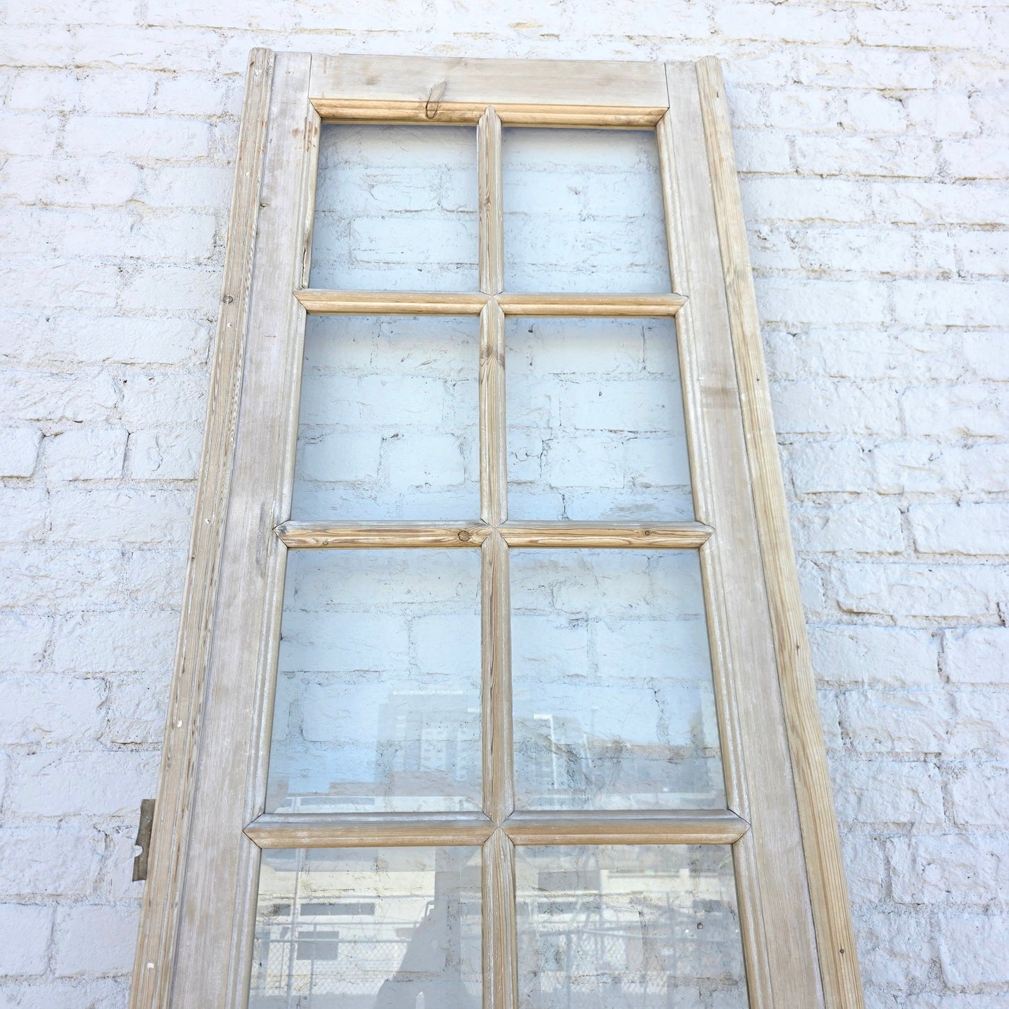 Single 14 Lite Whitewashed Wood Antique French Door