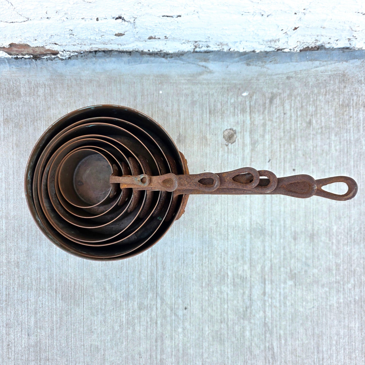 Set of 7 Graduating French Copper Pots