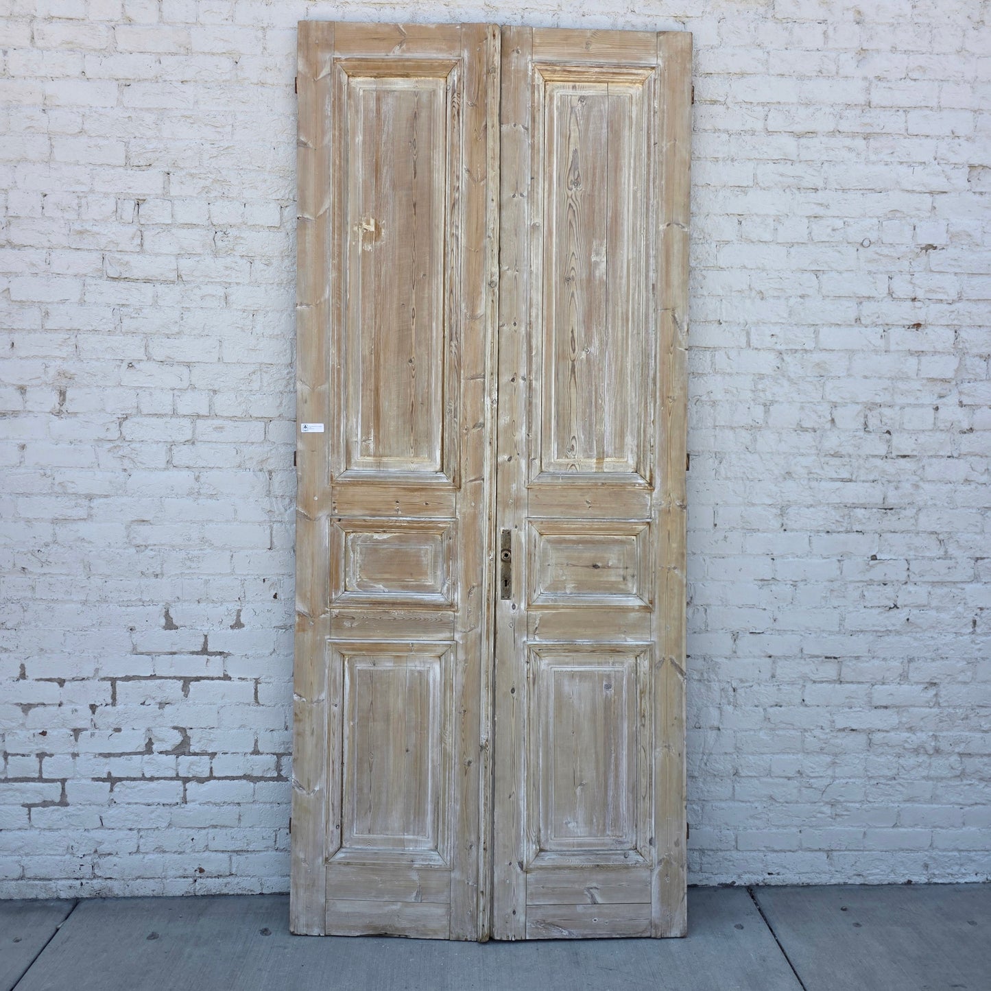 Pair of Washed Antique Wood Doors w/4 Panels