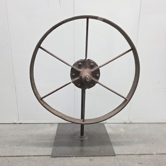 Industrial Iron Wheel on Stand