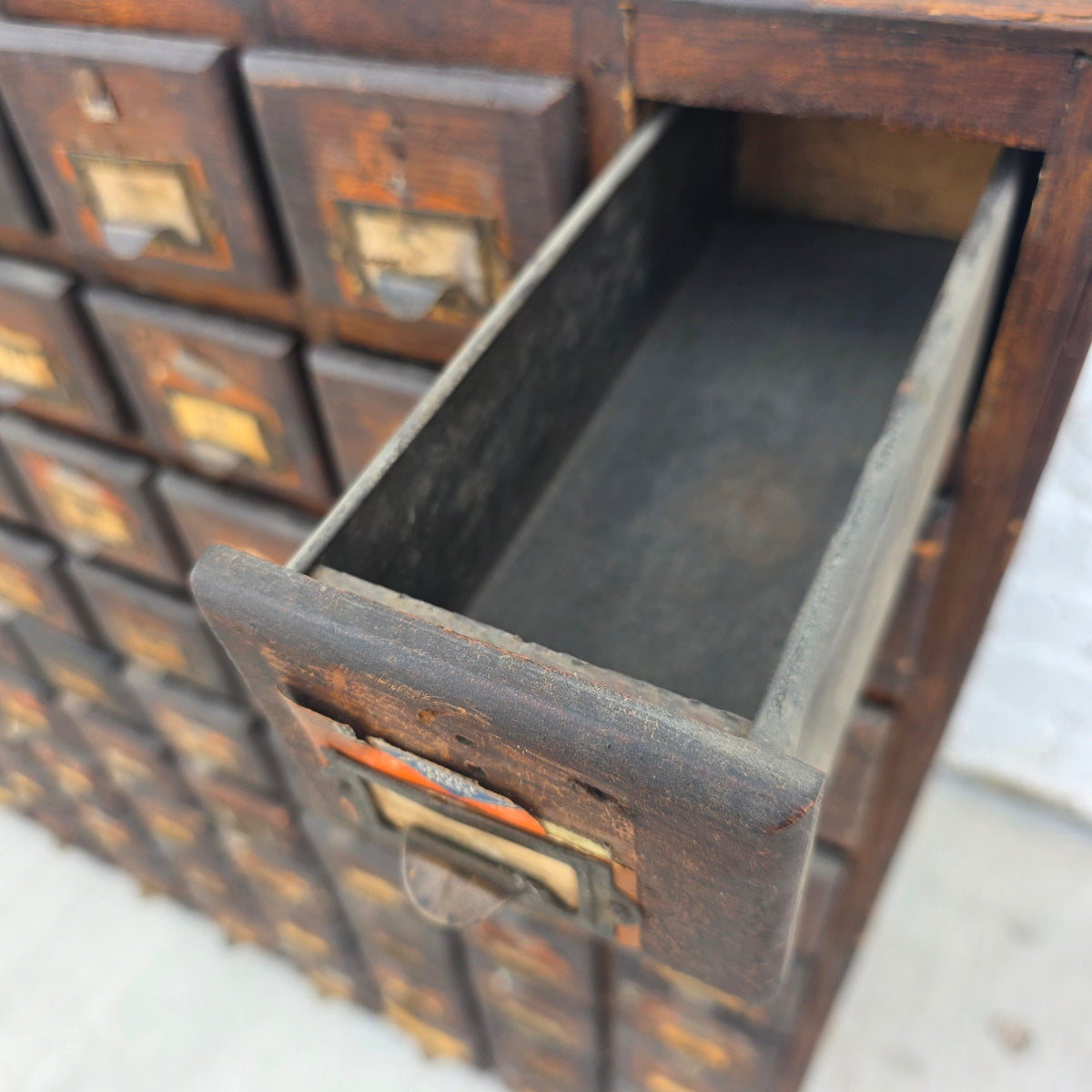 Antique Hobart Brothers 90-Drawer Parts Cabinet