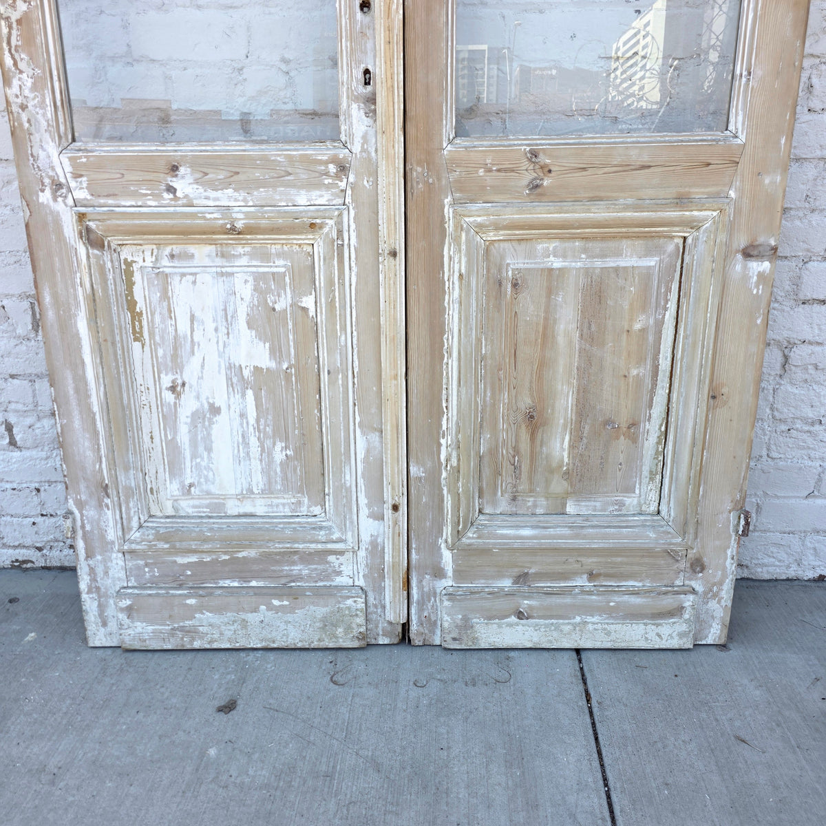 Pair of Washed Wood Single Lite Antique Doors