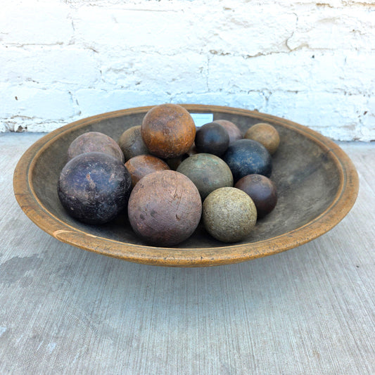 Early Wooden Bowl w/Wooden Balls