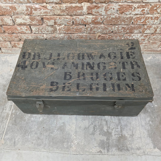 Antique Metal Trunk from Belgium
