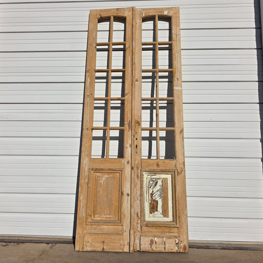 Pair of 10 Lite Distressed Antique French Doors
