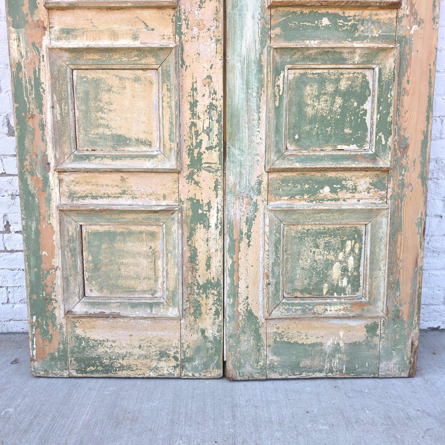 Pair of Painted Wood Antique 4-Panel Doors