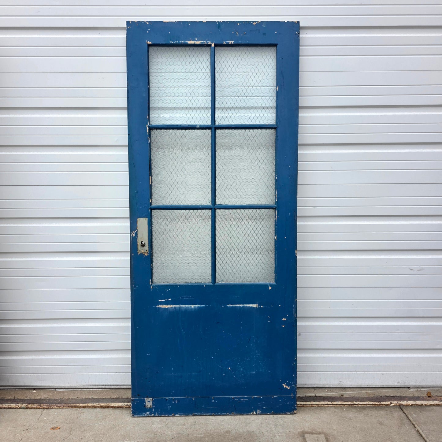 Vintage Wooden Door with Chicken Wire Glass