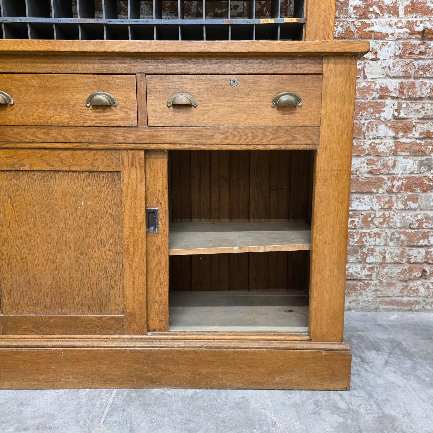 Antique Oak Hotel Telegram Storage Cabinet