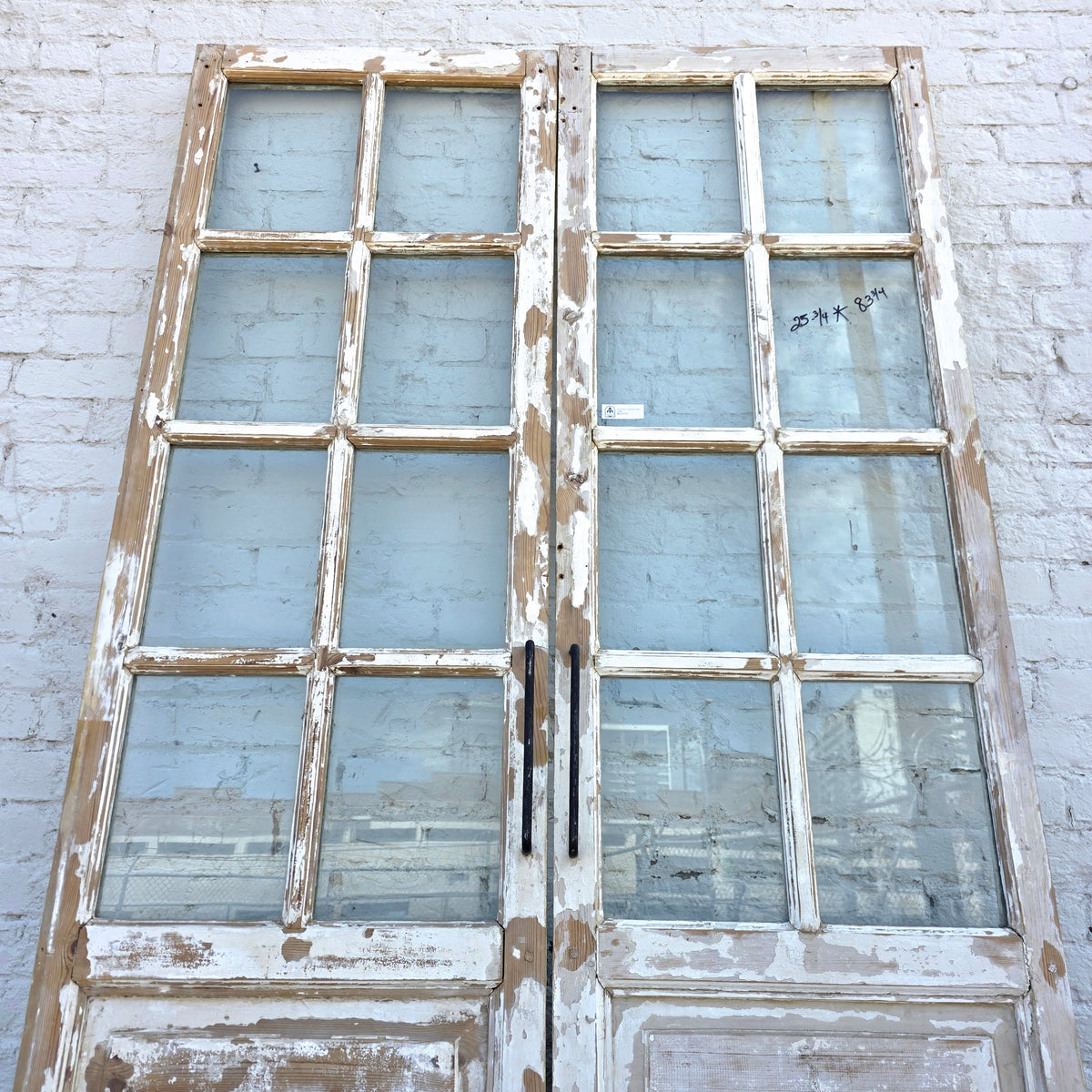 Pair of 8 Lite White Wood French Antique Doors