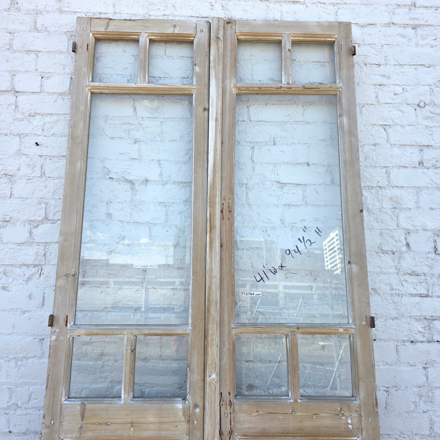 Pair of French Wood Doors w/5 Glass Lites