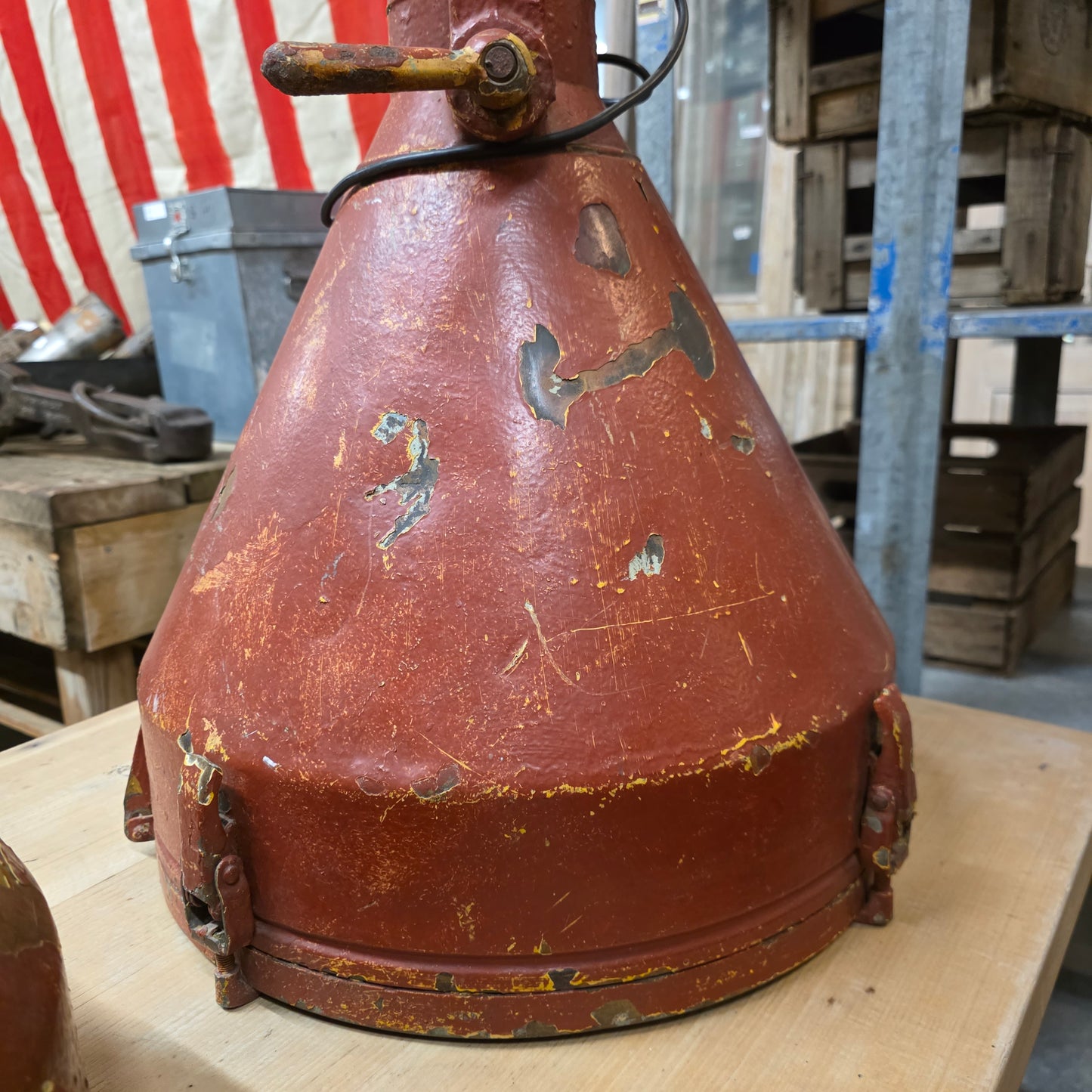 Industrial Red Ship's Pendant Light