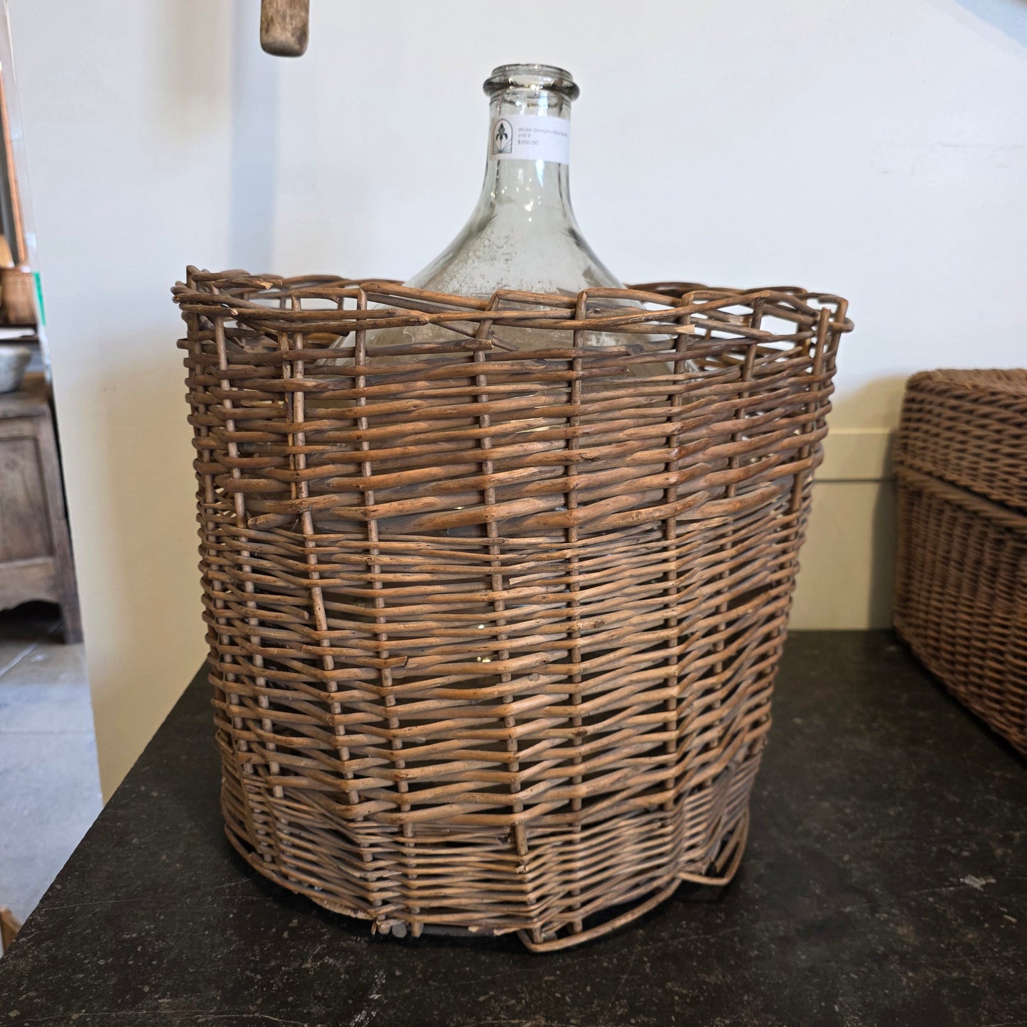 Vintage Wicker Demijohn Wine Bottle