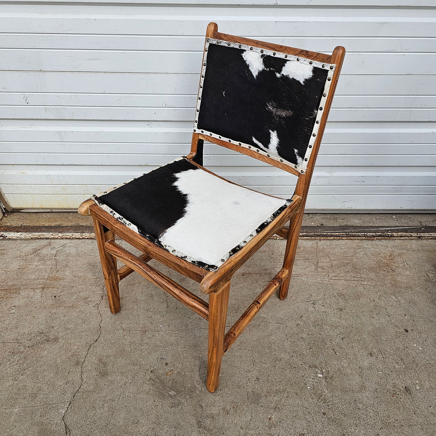 Wood Chair w/Cow Hide Seat
