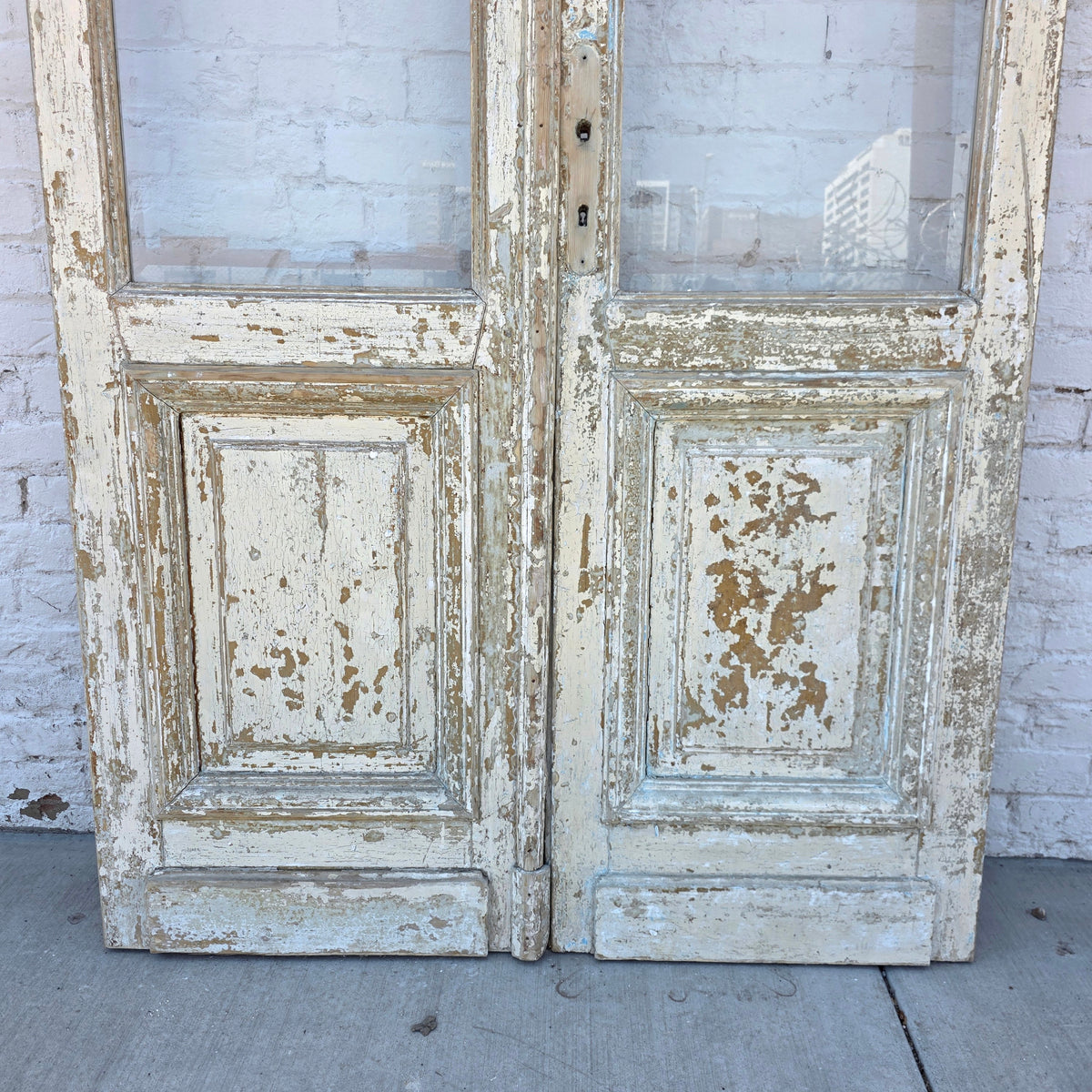 Pair of Washed Wood Single Lite Antique Doors