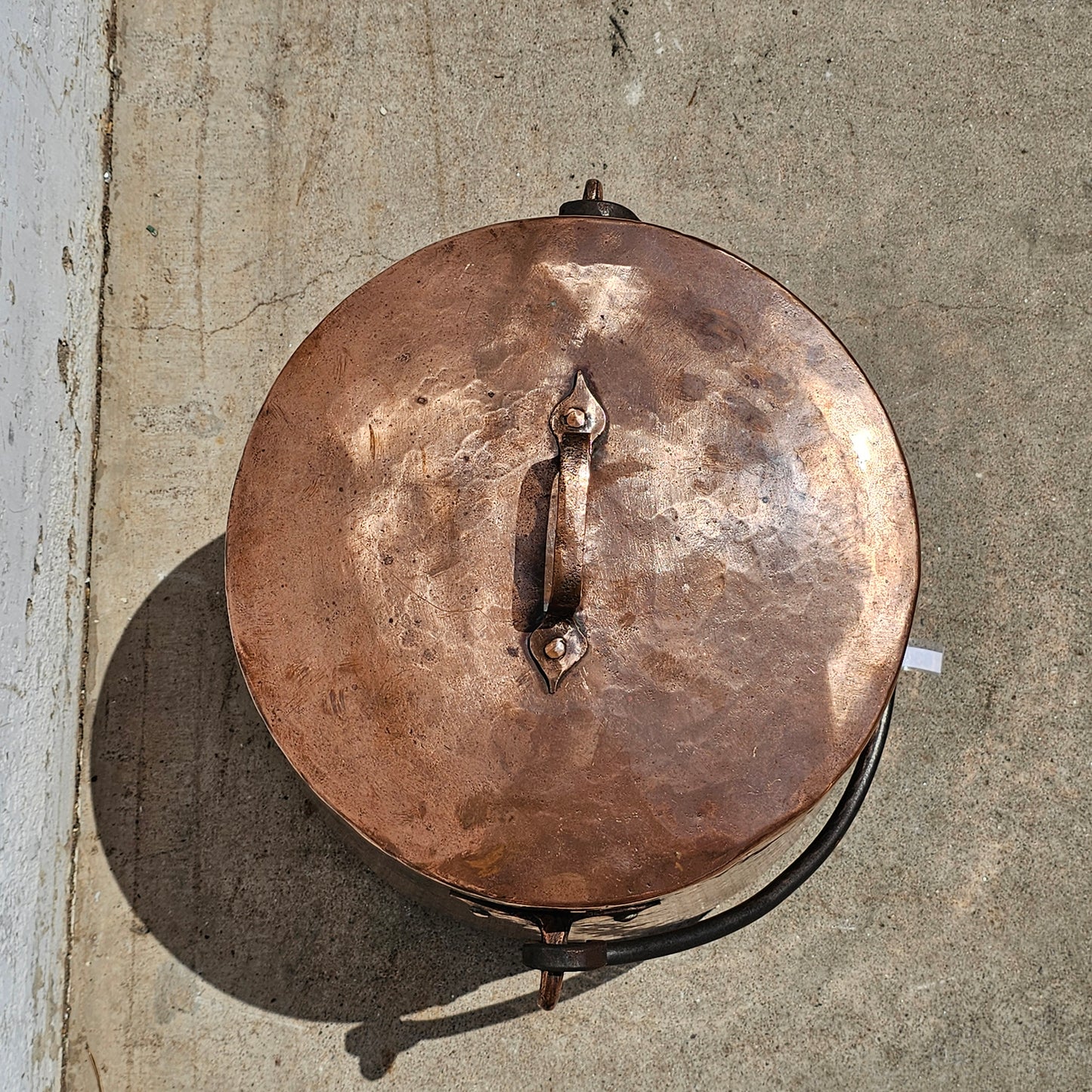 French Copper Iron Handled Cauldron