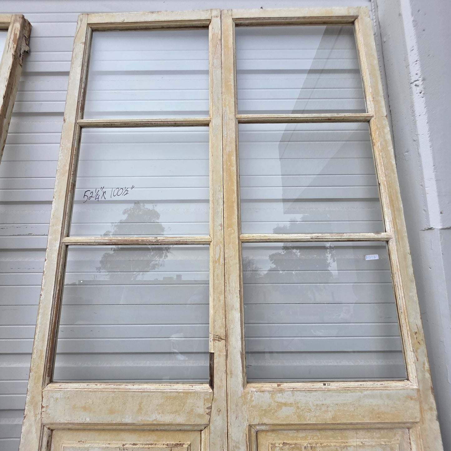Pair of Painted Antique 6 Lite French Doors