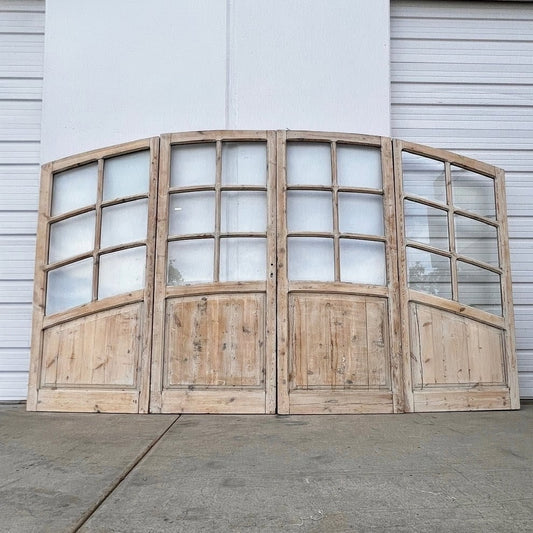 Set of Arched Washed Wood Doors w/24 Lites