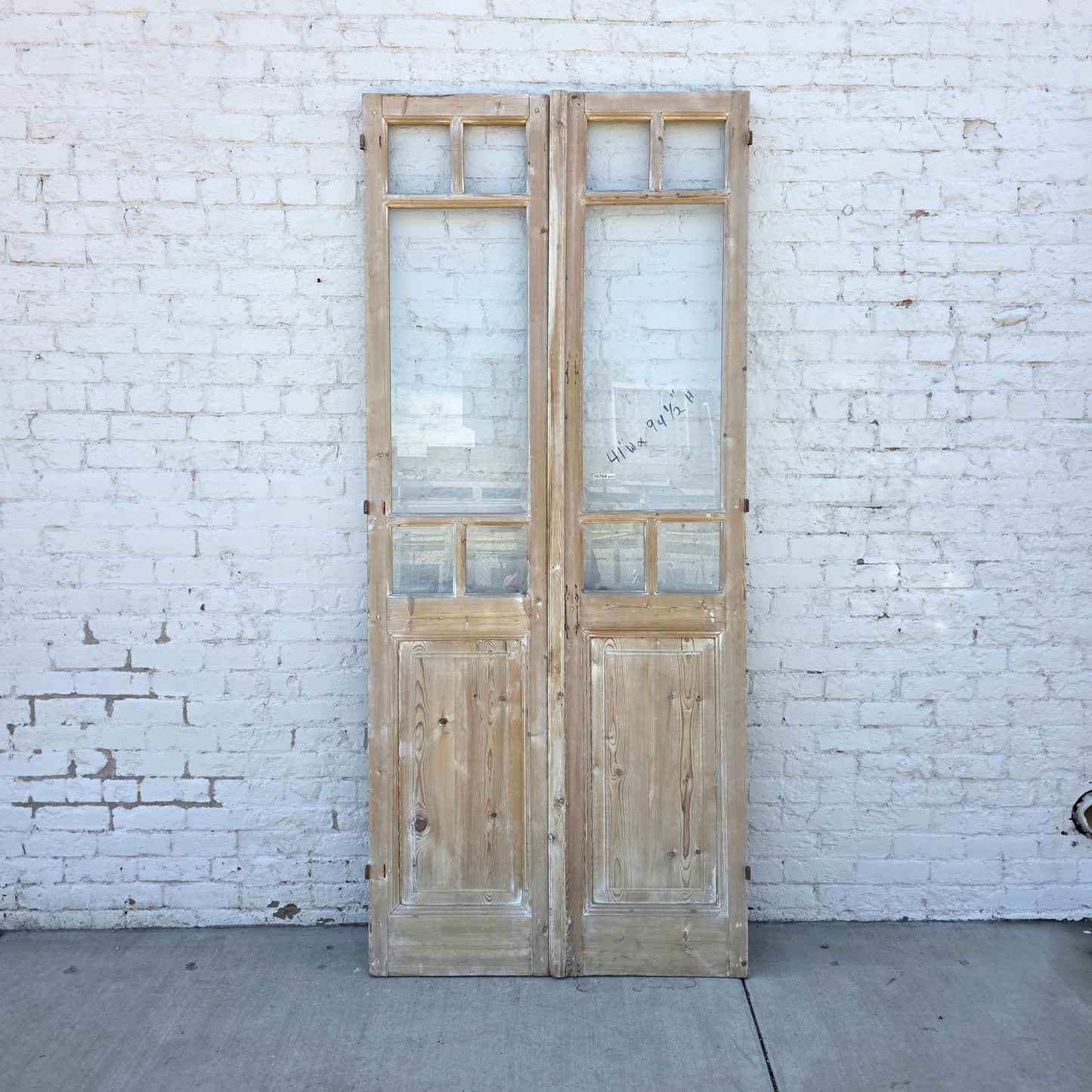 Pair of French Wood Doors w/5 Glass Lites