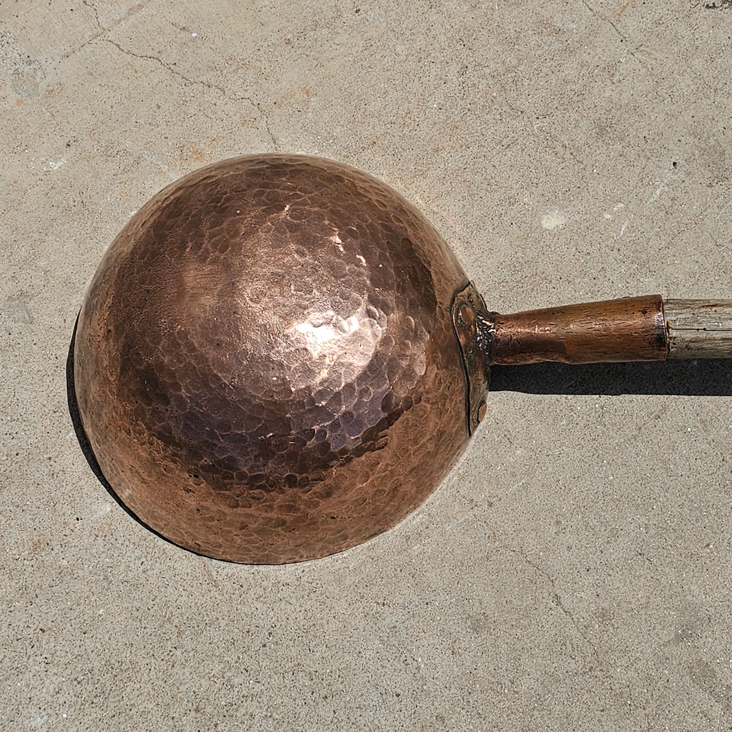 Large Copper Ladle with Wooden Handle