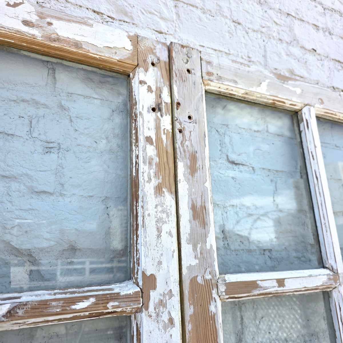 Pair of 8 Lite White Wood French Antique Doors