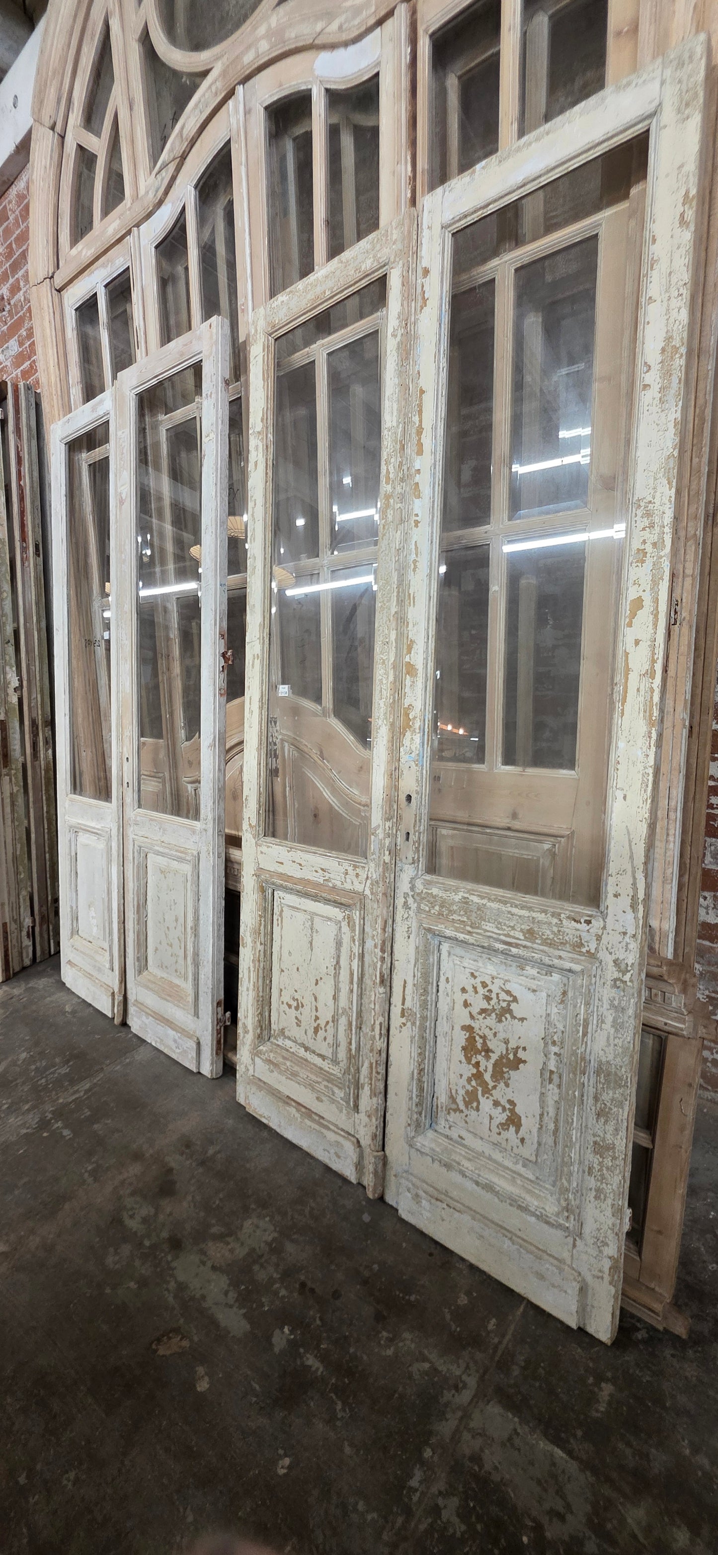 Pair of Washed Wood Single Lite Antique Doors