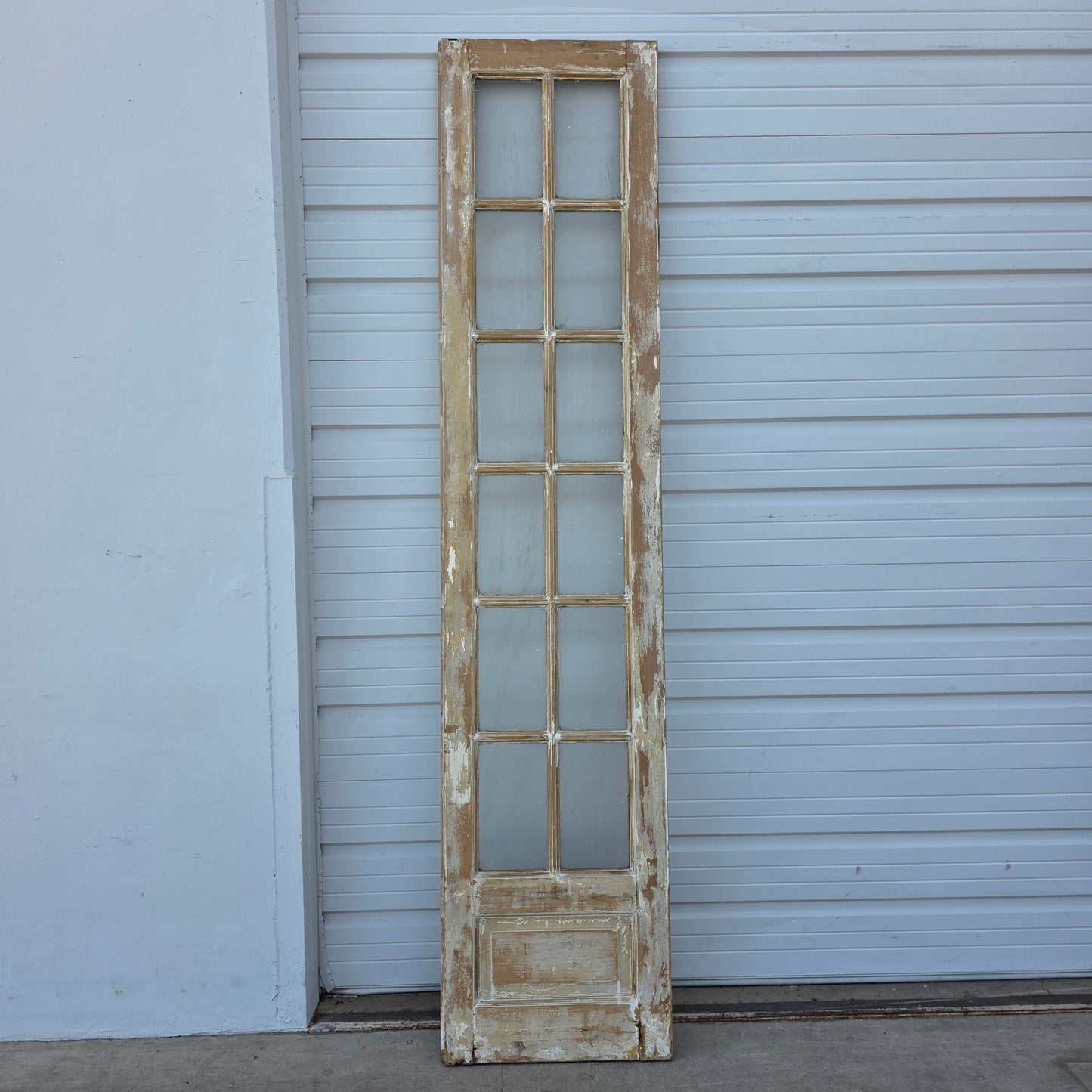 Single 12 Lite Washed Wood Antique French Door