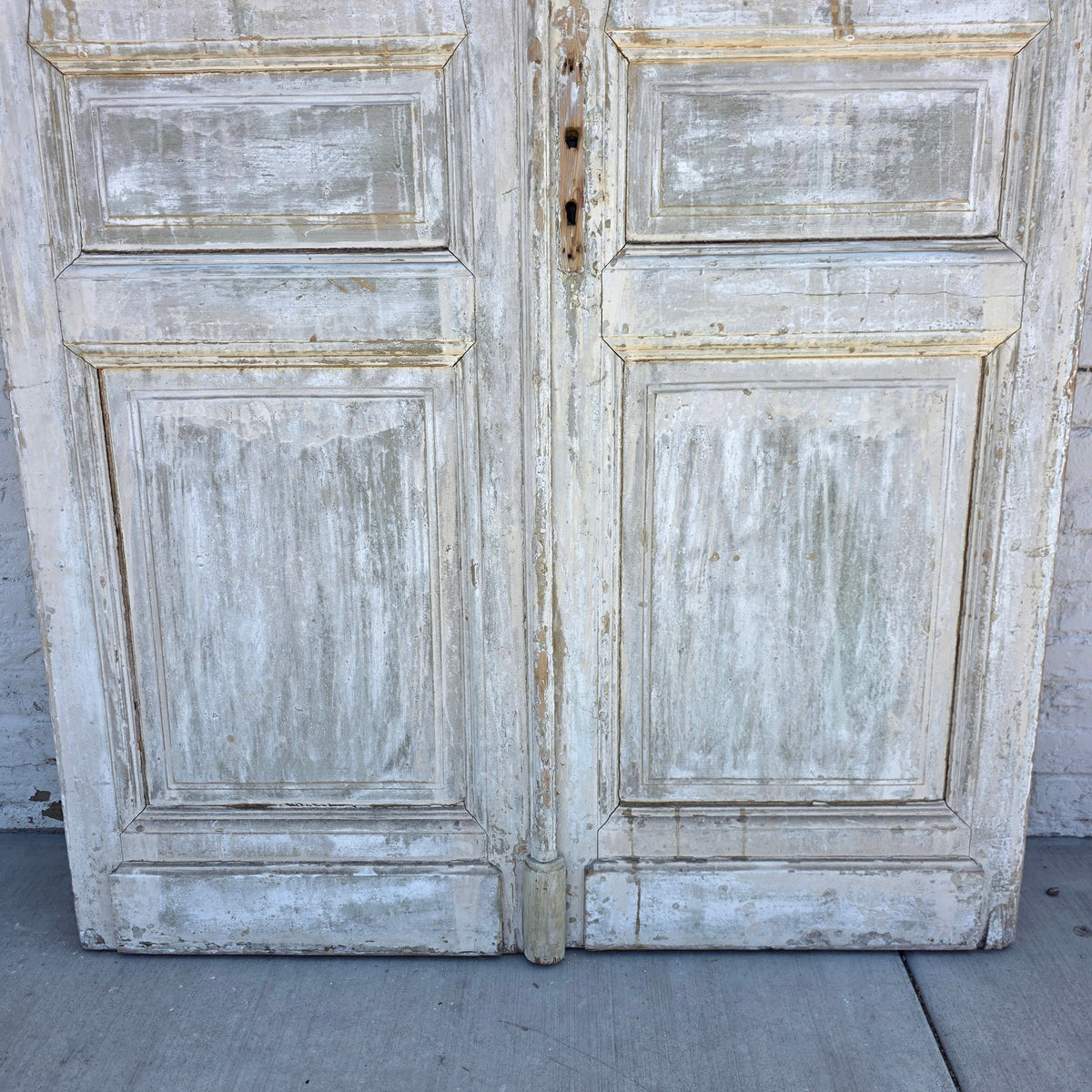 Pair of 2 Panel 5 Lite Washed Wood French Antique Doors