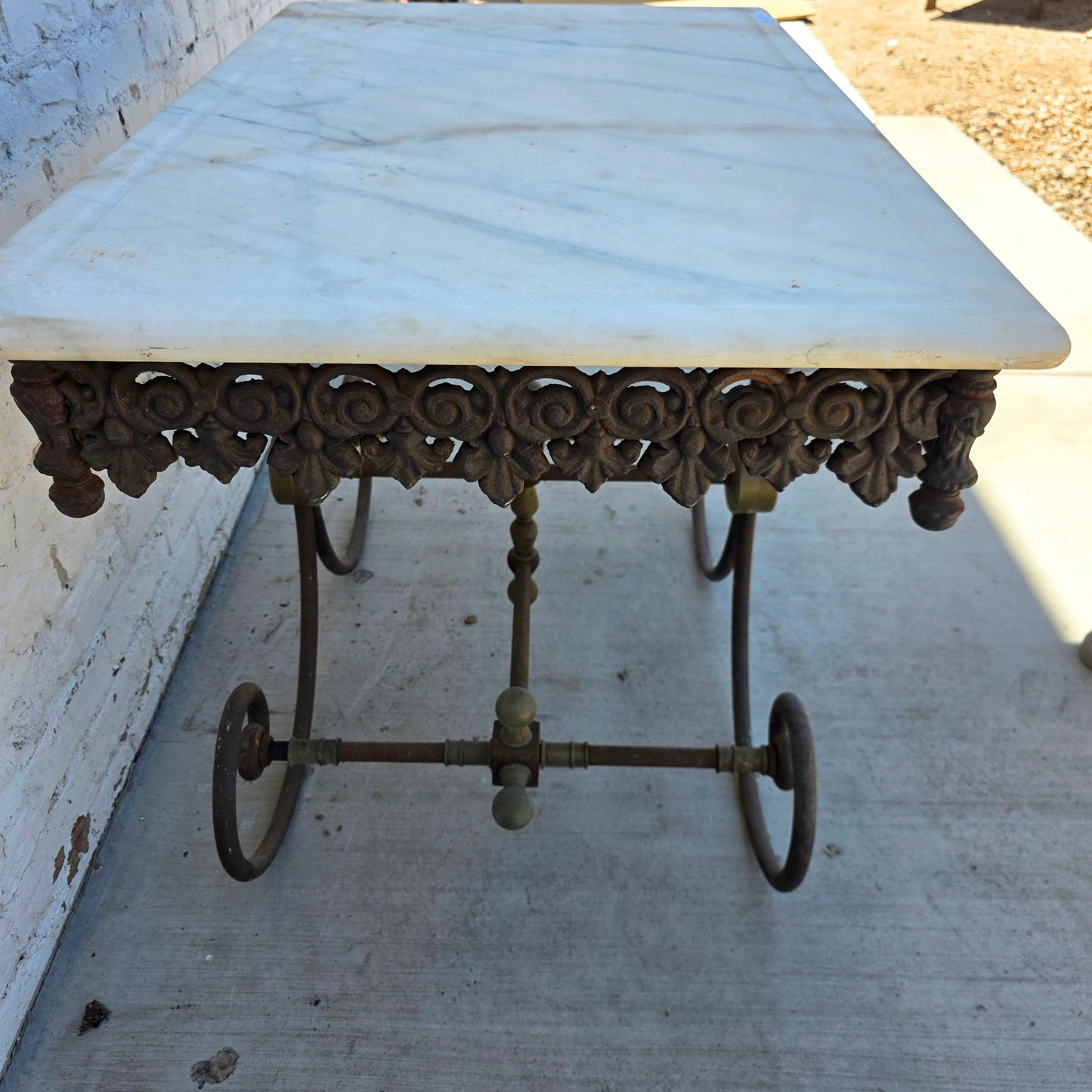 Antique French Marble Top Pastry Table