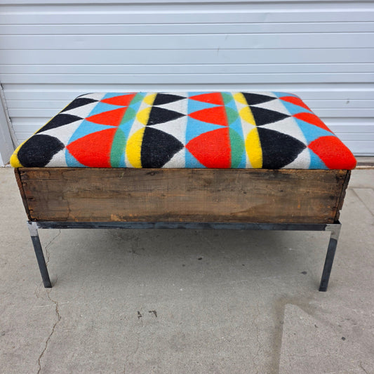 Raisin Box Ottoman with Camp Blanket Top