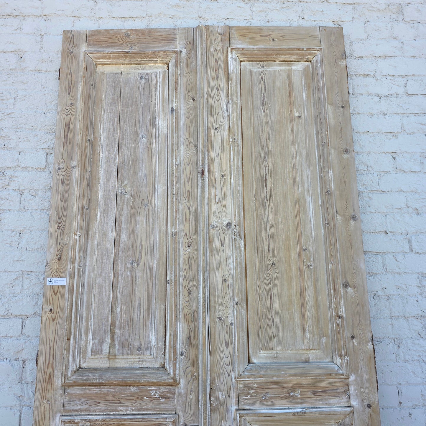Pair of Washed Antique Wood Doors w/4 Panels