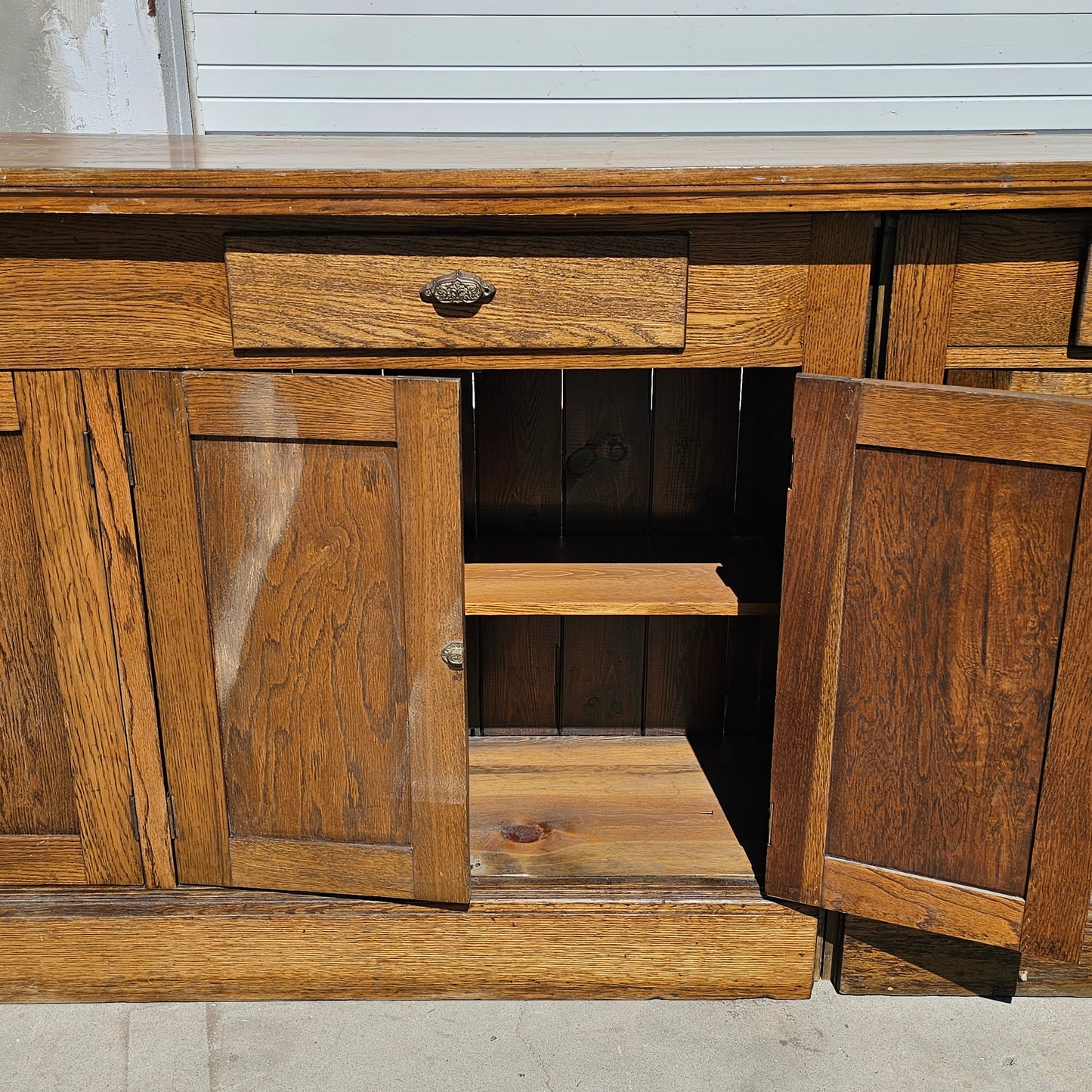Antique Speakeasy Oak Bar and Backbar Cabinet