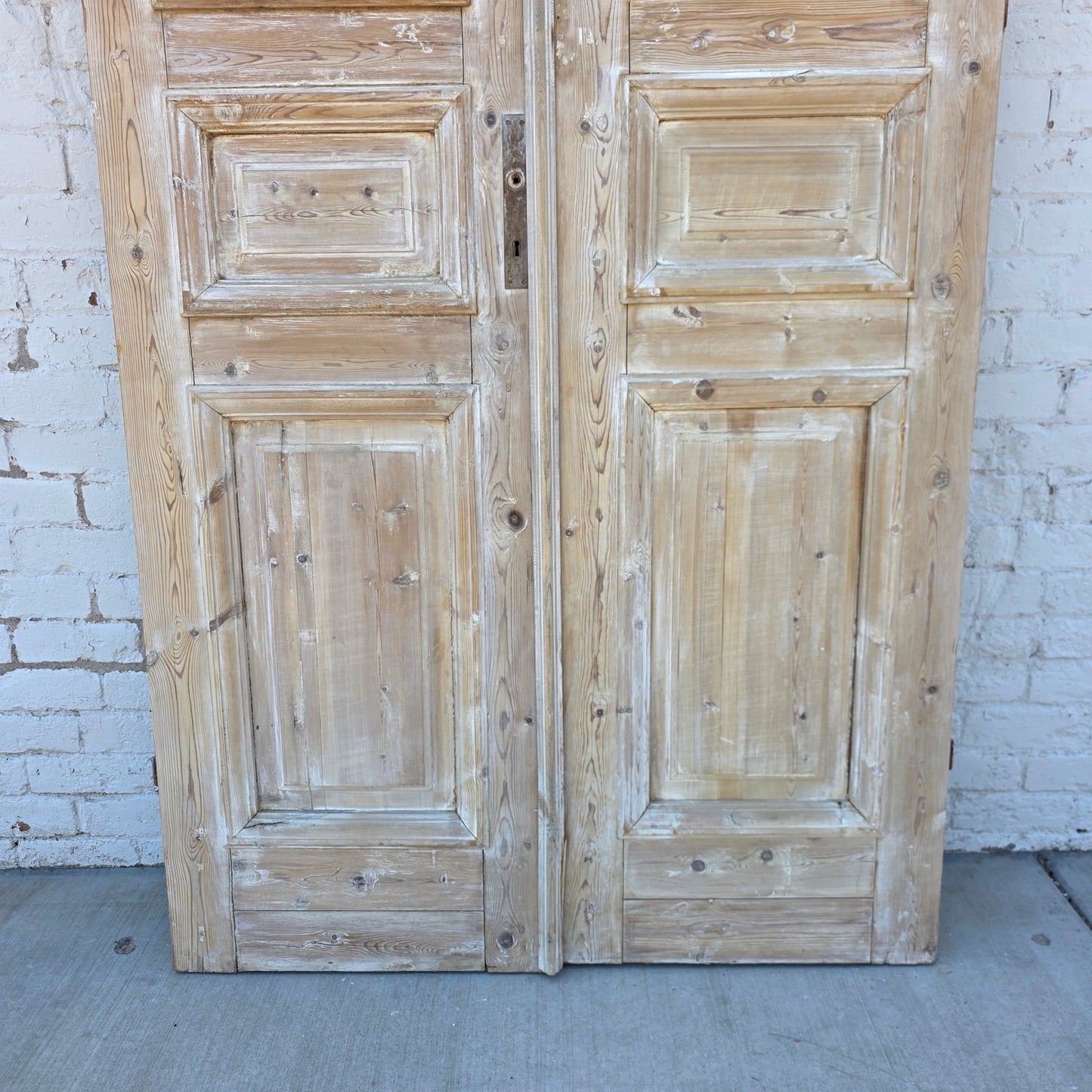 Pair of Washed Antique Wood Doors w/4 Panels