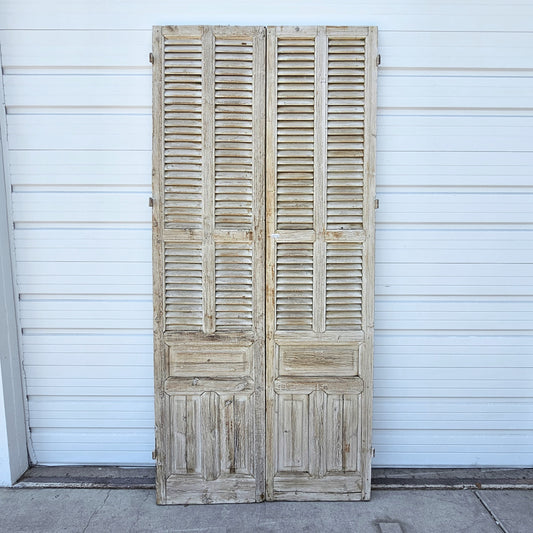 Pair of Shuttered Wood Doors w/2 Panels