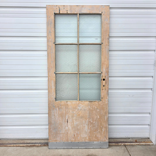 Vintage Wooden Door with Chicken Wire Glass