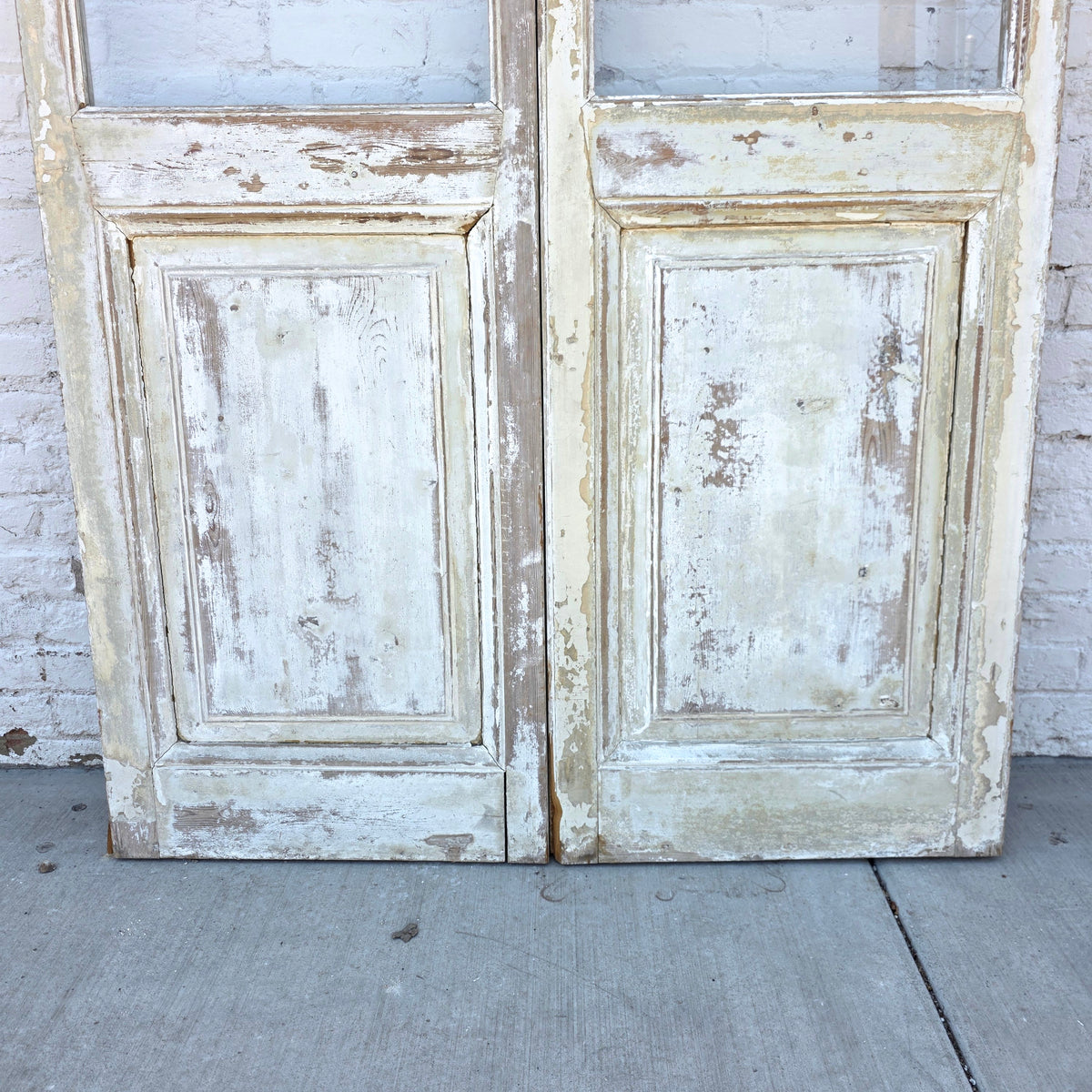Pair of 2 Lite Painted Wood Antique Doors