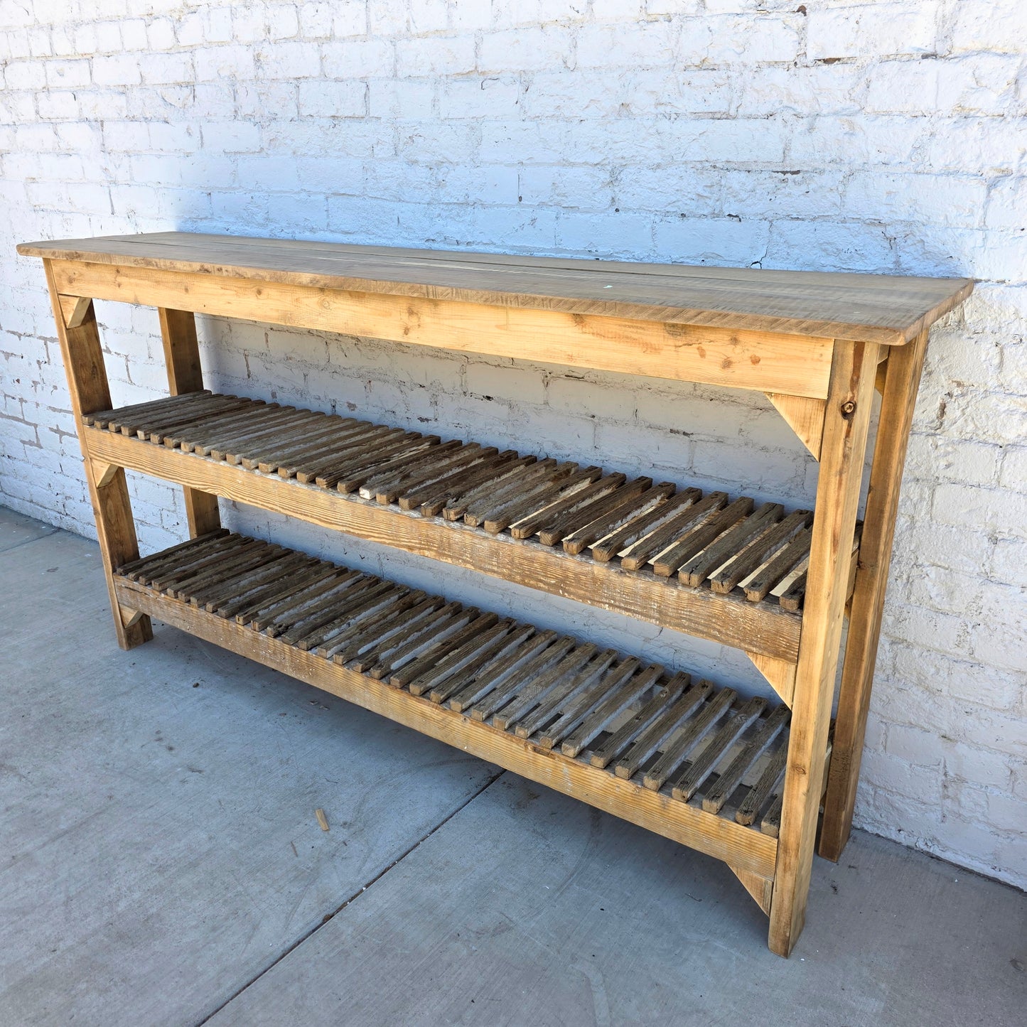 Wood Slatted French Florist Potting Shelf