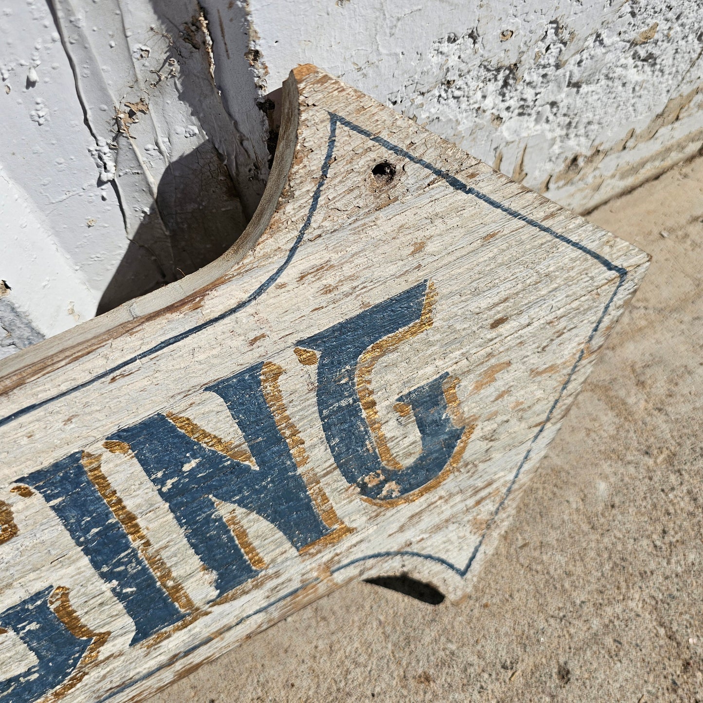 Painted Wooden Arrow Meals and Lodging Sign